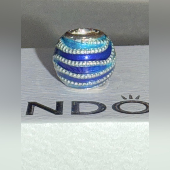Pandora Silver and Blue Striped Charm - Picture 2 of 4